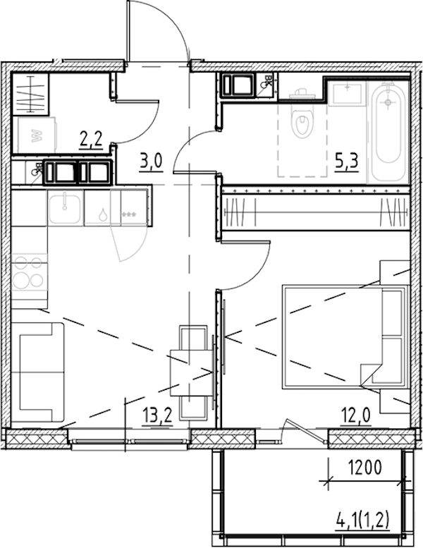 1-комнатная квартира 36.9 м², 2/11 эт., ЖК «Янила Форест»